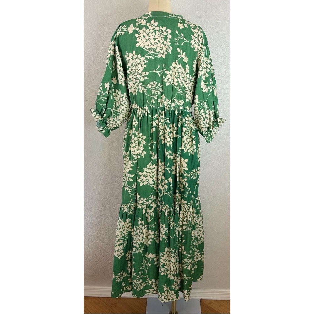 Dress Day Green Floral Maxi Dress with Cream Botanical Print Large - Picture 6 of 10